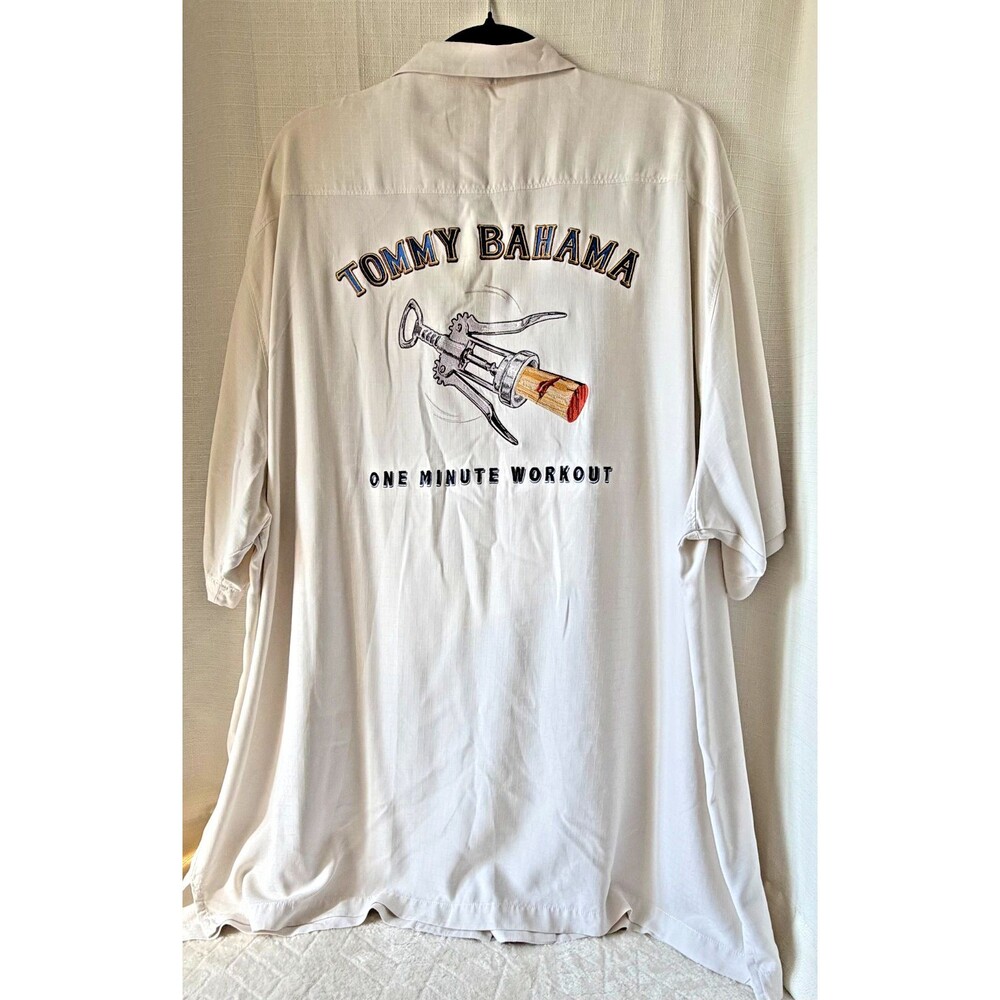 Tommy Bahama One Minute Workout Shirt Mens 3XL 100% Silk Embroidered Wine
